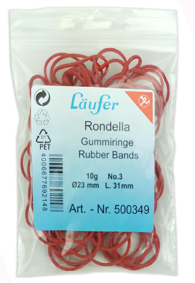 Läufer Gummiringe Rondella Im Beutel, Rot, 20 Mm, 10 G