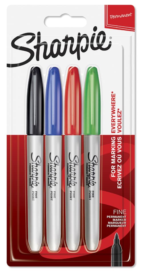 Sharpie Permanent-Marker Fine, 4er Blisterkarte