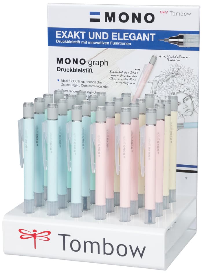 Tombow Druckbleistift , Mono Graph,  Pastell, 24er Display