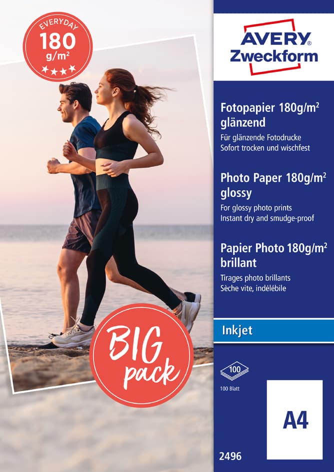 Avery Zweckform Inkjet Fotopapier Everyday, 180 G/Qm, Din A4