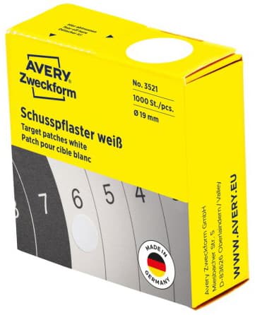Avery Zweckform Schußpflaster, Weiß, Durchmesser: 19 Mm