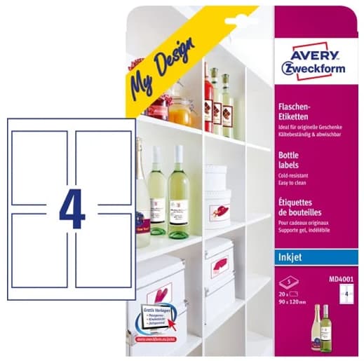 Avery Zweckform My Design Inkjet Flaschen-Etiketten