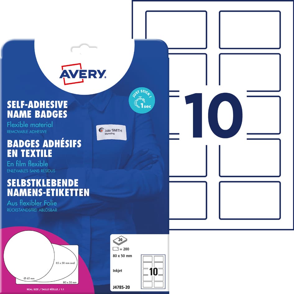 Avery Zweckform Namens-Etiketten, 80 X 50 Mm, Weiß