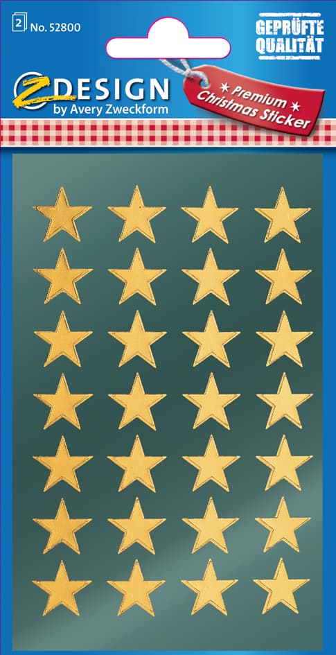 Avery Zweckform Zdesign Weihnachts-Sticker , Sterne, , Gold