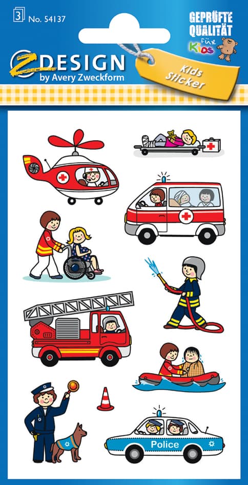 Avery Zweckform Zdesign Berufe-Sticker Feuerwehr/Polizei/