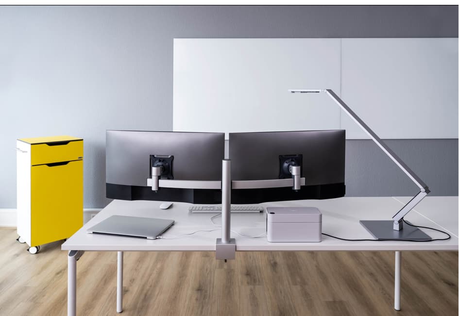 Durable Doppel-Monitorhalterung, Tischklemme, Silber/Schwarz
