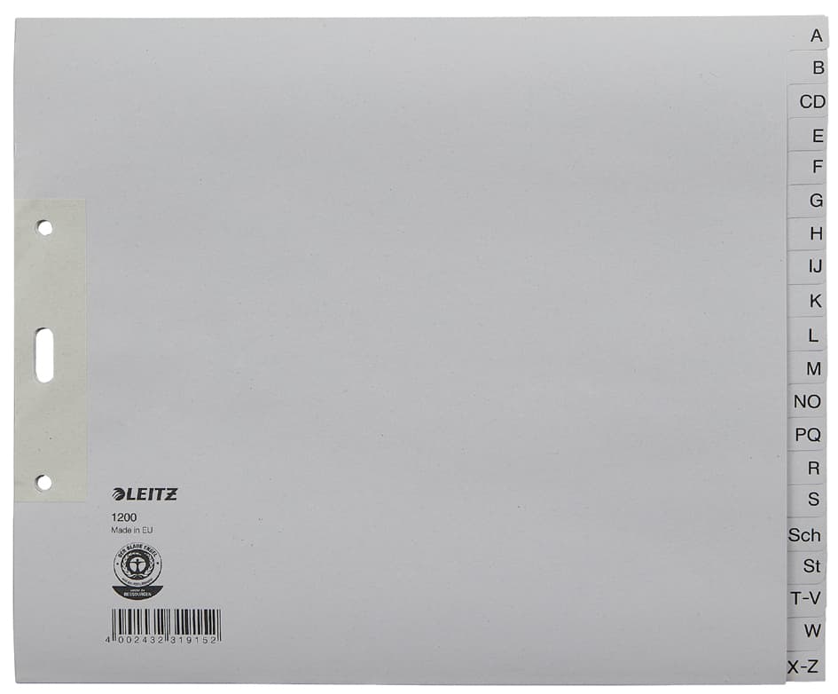 Leitz Tauenpapier-Register, A-Z, A4 Überbreite, Halbe Höhe