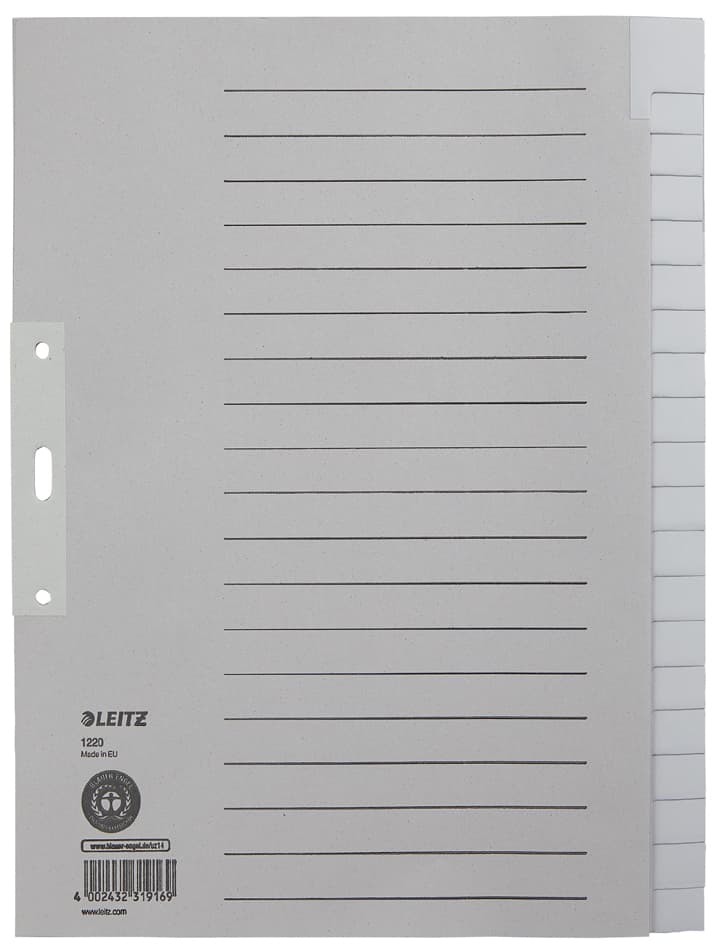 Leitz Tauenpapier-Register, Blanko, A4 Überbreite, 20-Teilig
