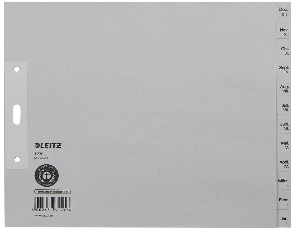 Leitz Tauenpapier-Register, Monate, A4 Überbreite, Dez.-Jan.