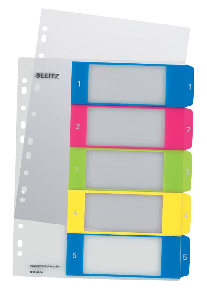 Leitz Kunststoff-Register Wow, Zahlen, A4 Überbreite, 1-5