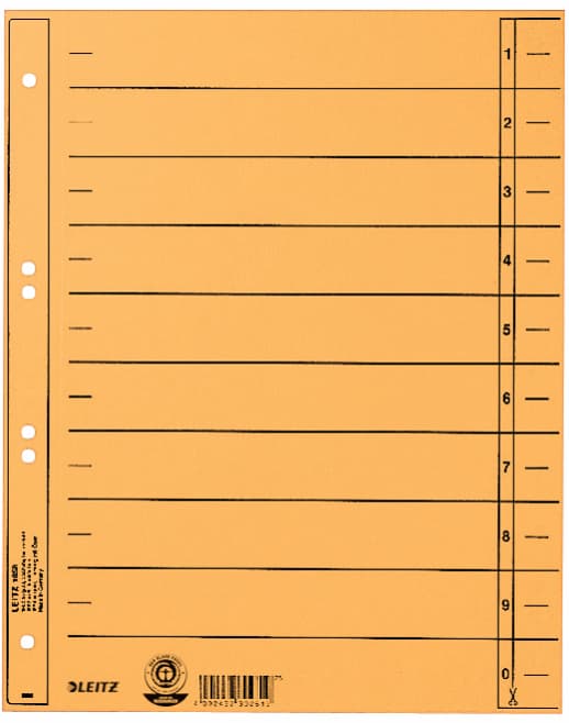 Leitz Trennblätter, A4 Überbreite, Manilakarton 230g/Qm,Gelb