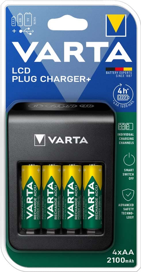 Varta Ladegerät Lcd Plug Charger+, Inkl. 4 X Aa Akkus