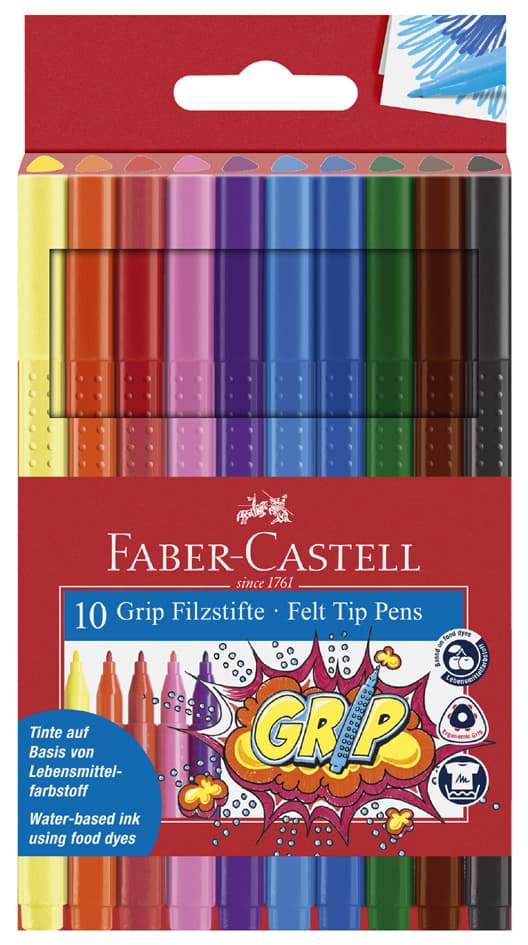 Faber-Castell Fasermaler Grip, 10er Etui