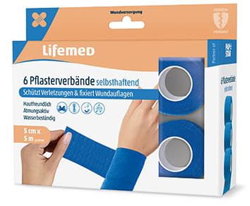 Lifemed Pflasterverband, Selbsthaftend, Blau, 6er