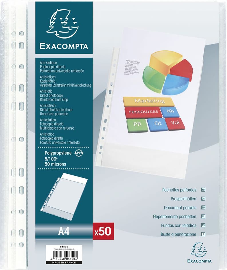 Exacompta Prospekthülle, Din A4, Pp, Genarbt, Transparent