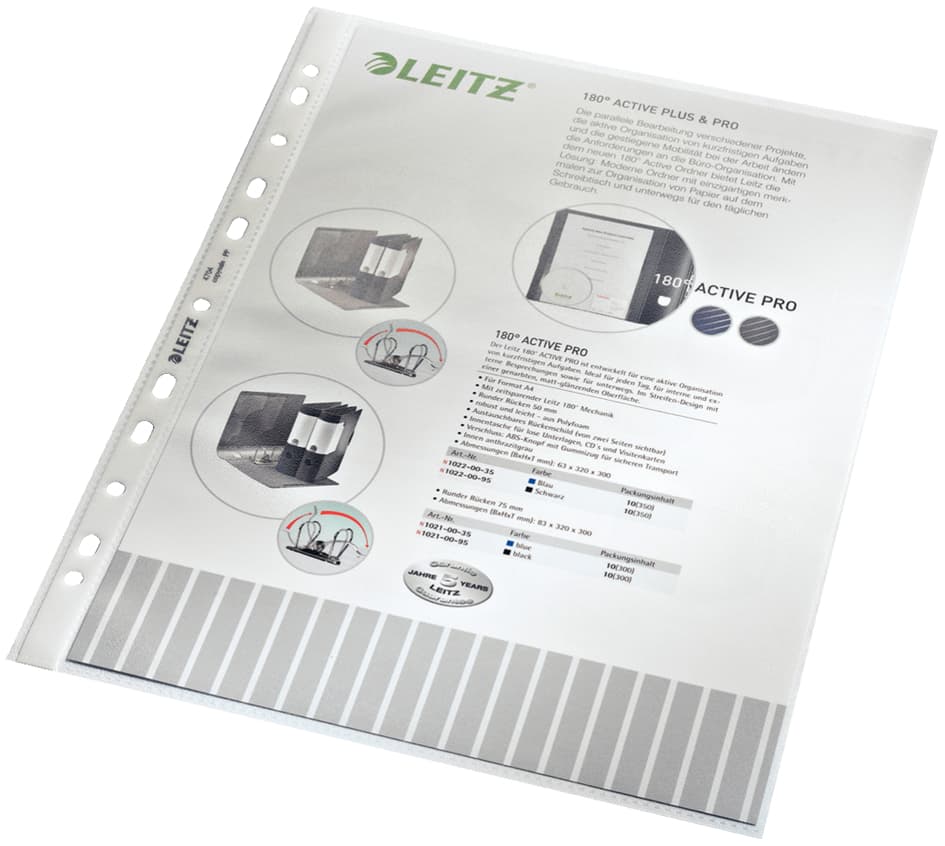 Leitz Prospekthülle Standard, A4, Pp, Glasklar, 0,08 Mm