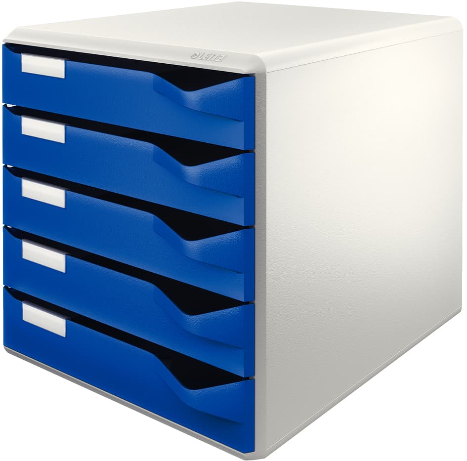 Leitz Schubladenbox Post-Set, 5 Schübe, Lichtgrau/Blau