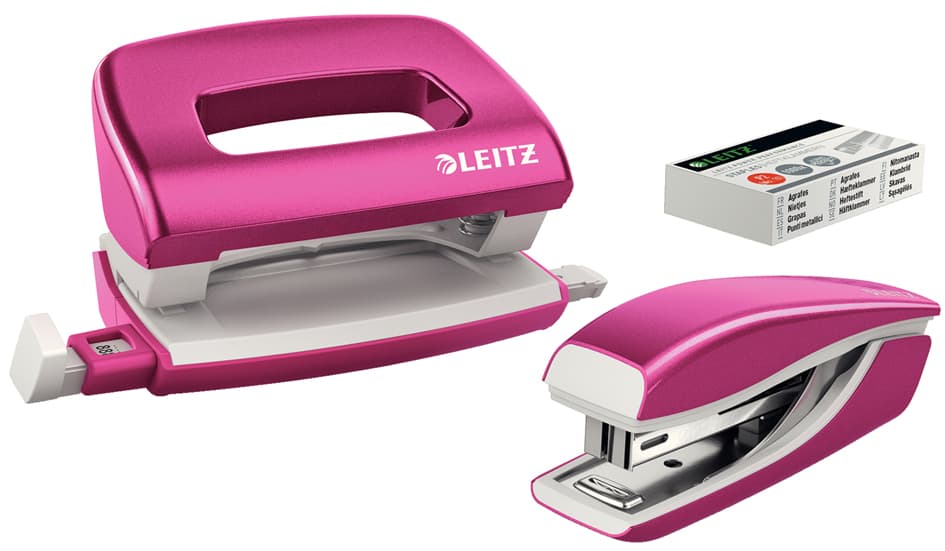 Leitz Heftgerät- & Locher-Set Mini Nexxt Wow, Pink