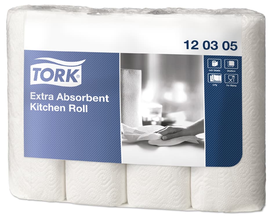 Tork Küchenrolle, Extra Saugfähig, 3-Lagig, Weiß