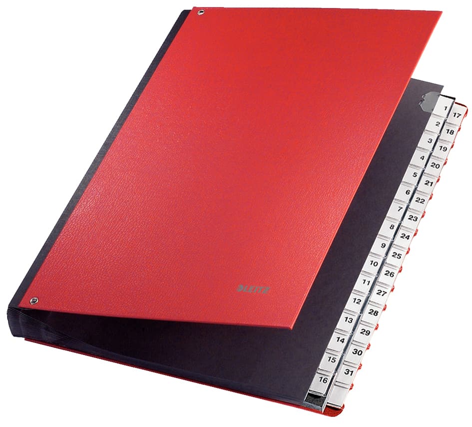 Leitz Pultordner, A4, 1-31, 32 Fächer, Kunststoff, Rot