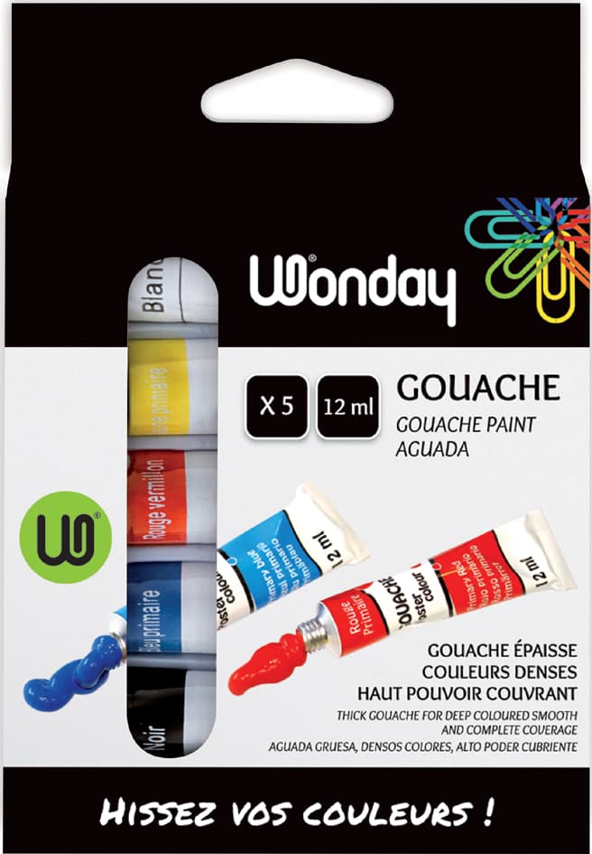 Wonday Gouachefarbe 12 Ml, Farbig Sortiert, 5er Etui