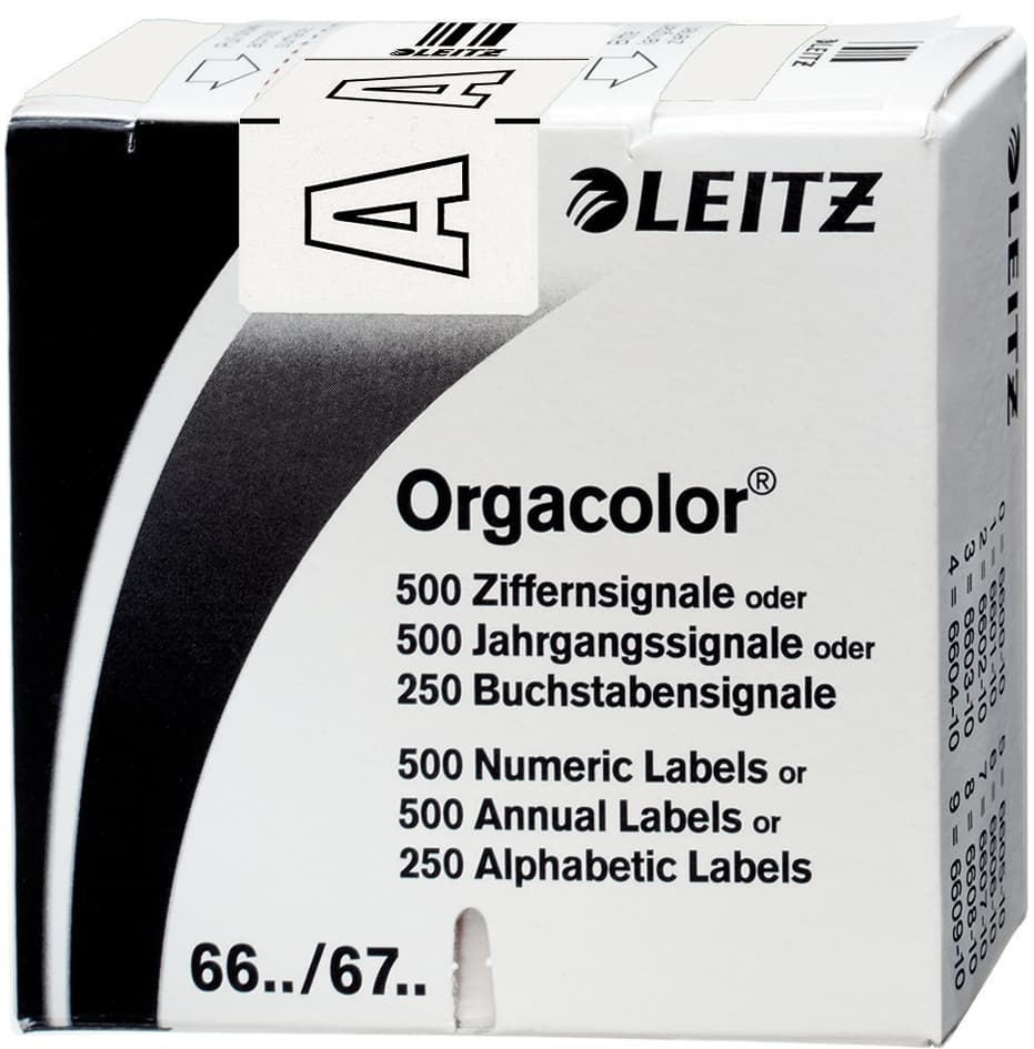 Leitz Buchstabensignal Orgacolor , A, , Auf Rolle, Weiß