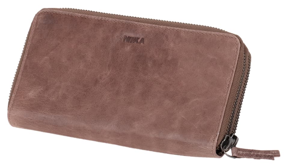 Mika Damengeldbörse, Aus Leder, Farbe: Grau-Braun