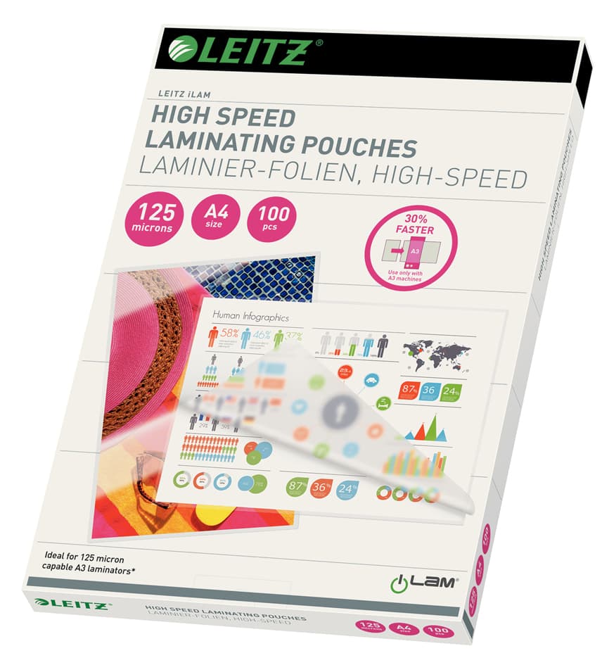 Leitz Laminierfolientasche Speed, Din A4, Glänzend, 250 Mic