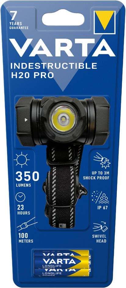 Varta Kopflampe , Indestructible H20 Pro, , Inkl. 3 Micro Aaa