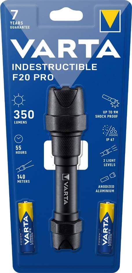 Varta Taschenlampe , Indestructible F20 Pro, , Inkl. 2x Aa