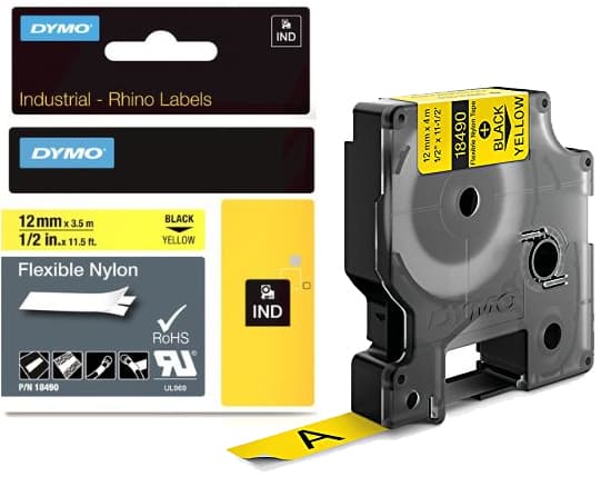 Dymo Rhino Nylon-Schriftband Schwarz/Weiß, 12 Mm X 3,5 M