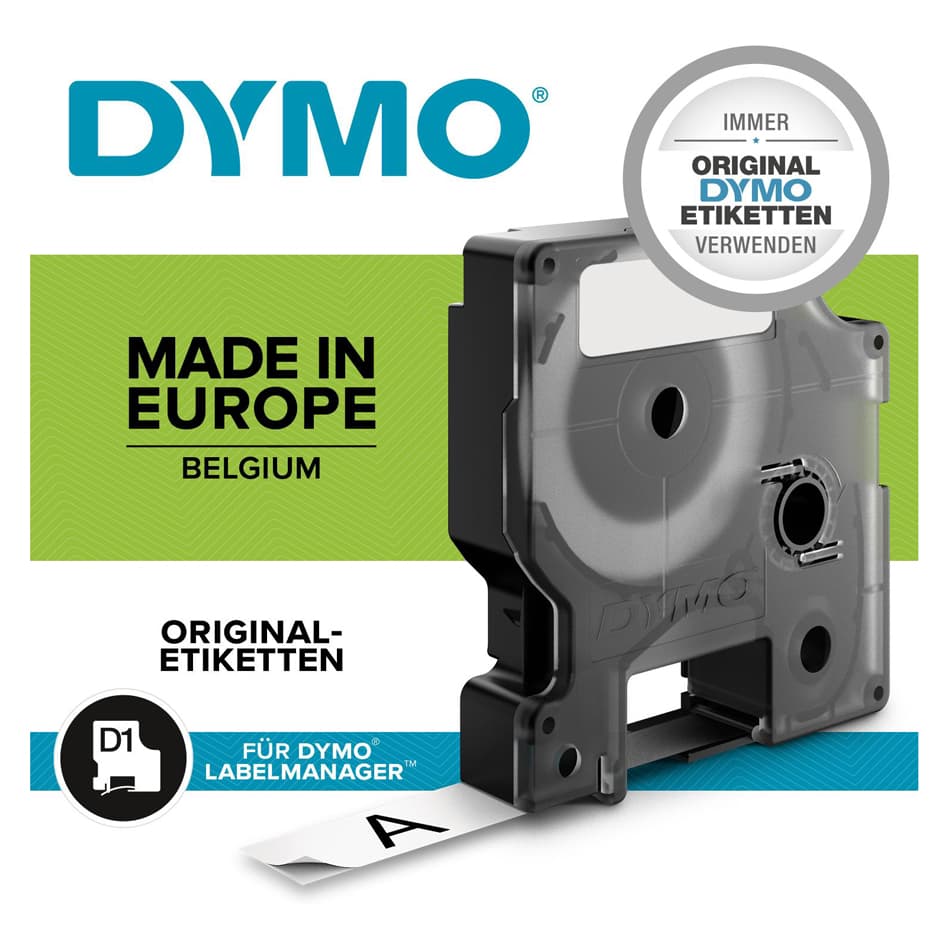Dymo D1 Schriftbandkassette Schwarz/Weiß, 6 Mm X 7 M