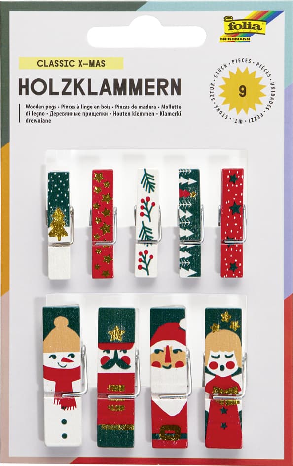 Folia Holzklammern Mit Druck , Xmas Ii,