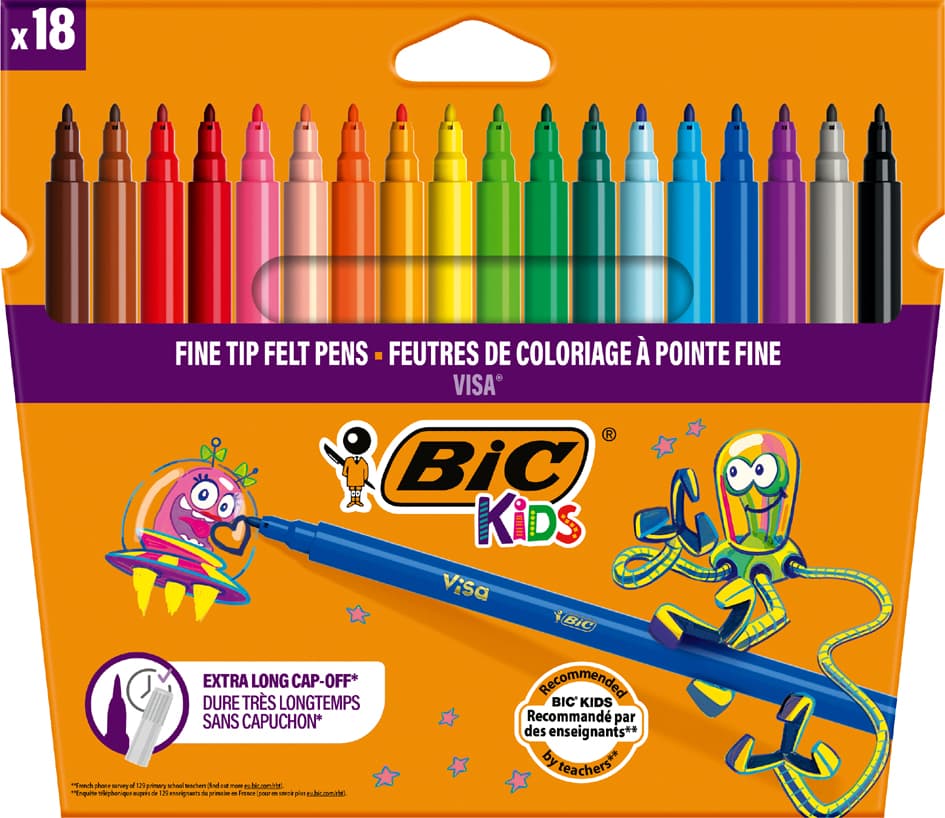 Bic Kids Fasermaler Visa, 18er Kartonetui