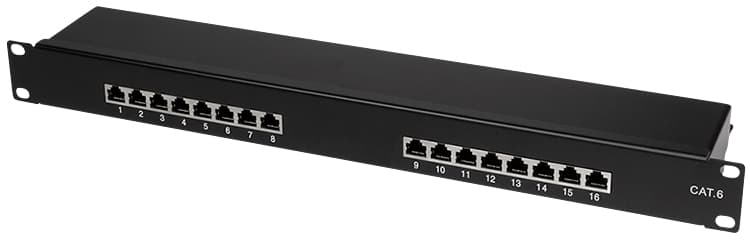 Logilink 19,  Patch Panel Kat.6 Econline, 16 Ports, Schwarz