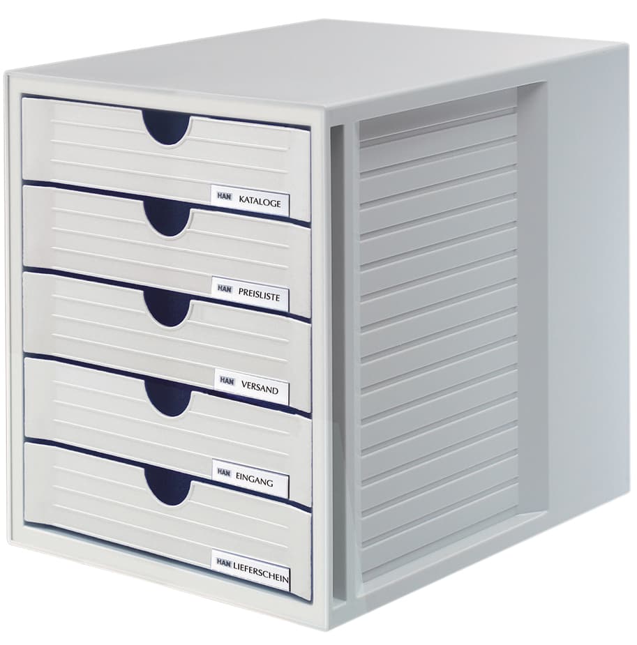 Han Schubladenbox Systembox, 5 Schübe, Lichtgrau