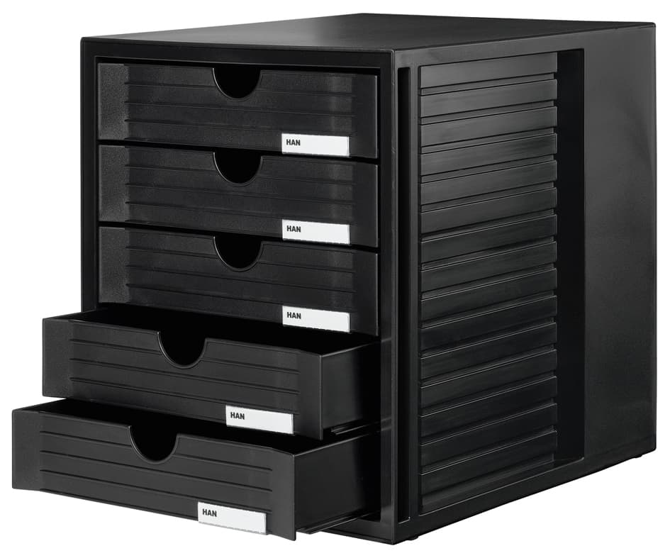Han Schubladenbox Systembox, 5 Schübe, Schwarz