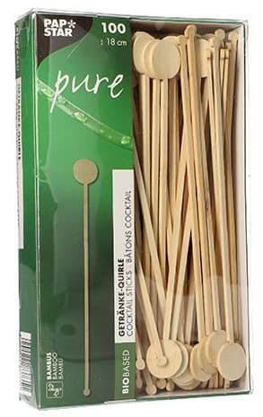 Papstar Getränke-Quirle , Pure, , Aus Bambus, Länge: 180 Mm