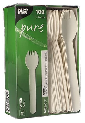 Papstar Papier-Göffel , Pure, , Länge: 160 Mm, Weiß