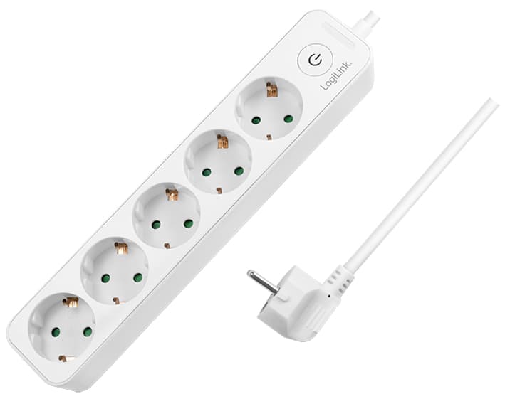 Logilink Steckdosenleiste, 5-Fach, Mit Schalter, Weiß