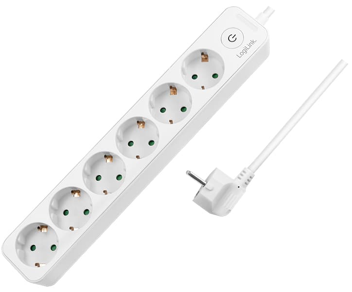 Logilink Steckdosenleiste, 6-Fach, Mit Schalter, Weiß
