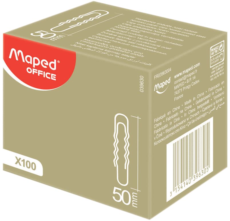 Maped Aktenklammern, Vernickelt, 50 Mm, Gewellt