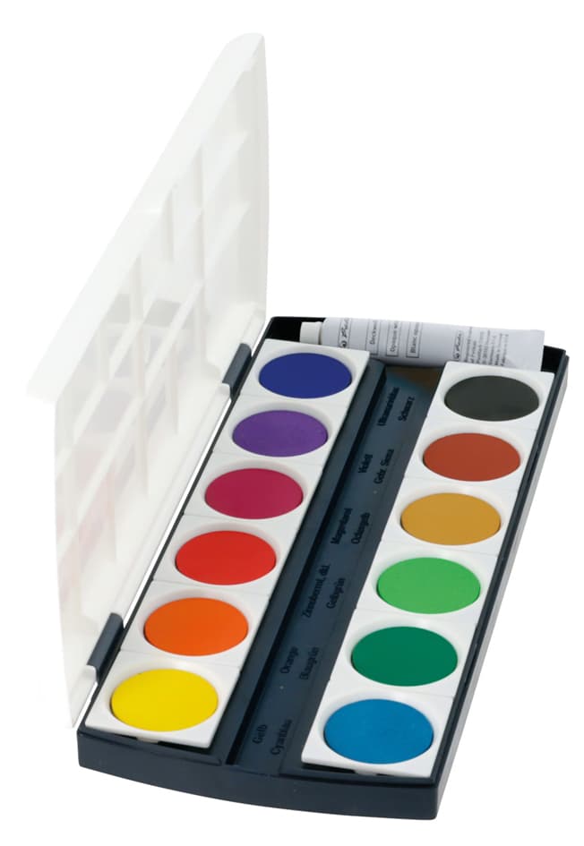 Herlitz Deckfarbkasten St12, 12 Farben, Aus Kunststoff