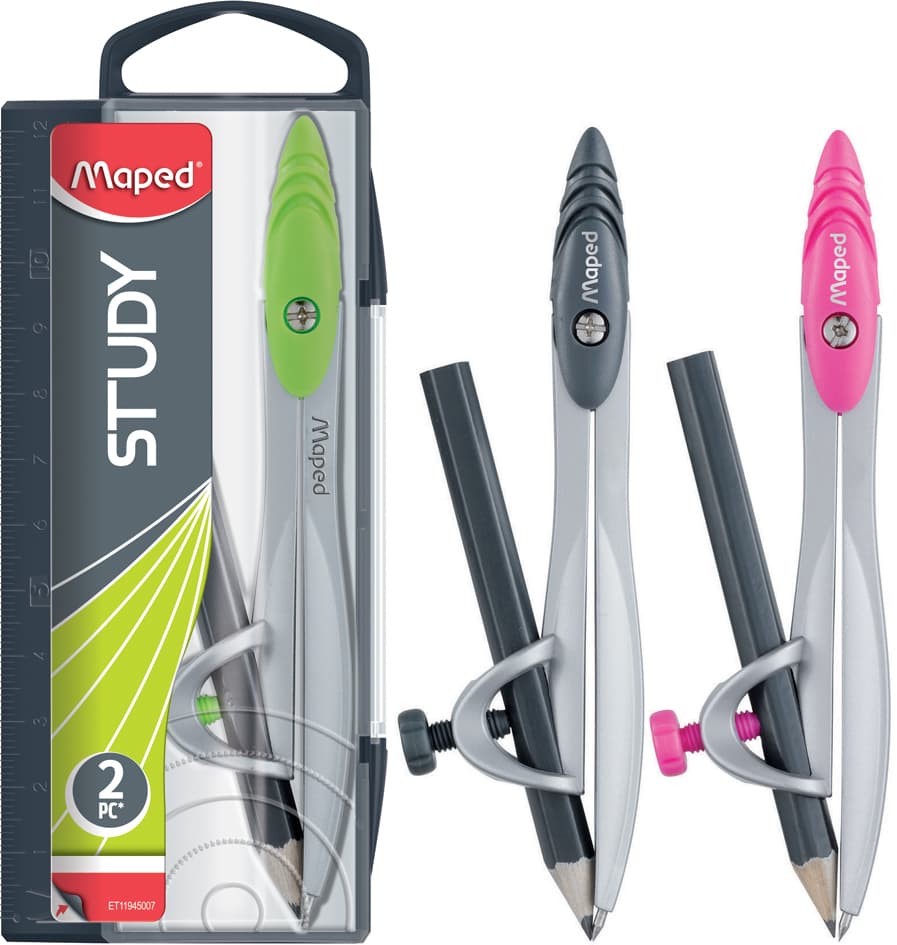 Maped Zirkelkasten Study, Inkl. Adapterring, Farbig Sortiert