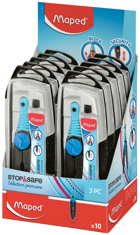 Maped Zirkelkasten Stop & Safe, Blau, 10er Display