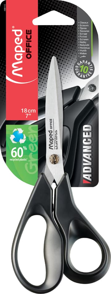 Maped Schere Advanced Green, Länge: 180 Mm, Asymmetrisch