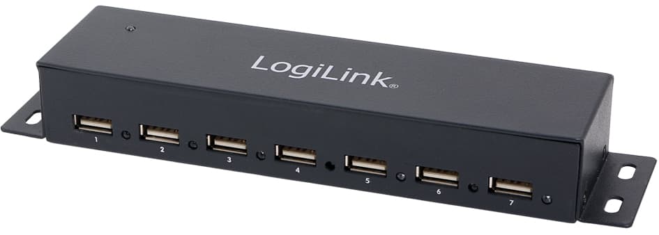 Logilink Usb 2.0 Hub Für Wandmontage, 7 Port, Metallgehäuse