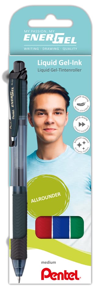 Pentel Liquid Gel-Tintenroller Energel-X Bl107, 4er Etui
