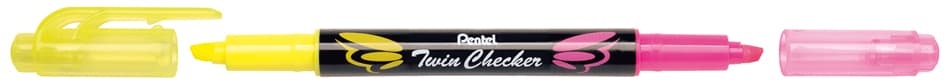 Pentel Textmarker , Twin Checker, , 2 Spitzen, Gelb/Pink