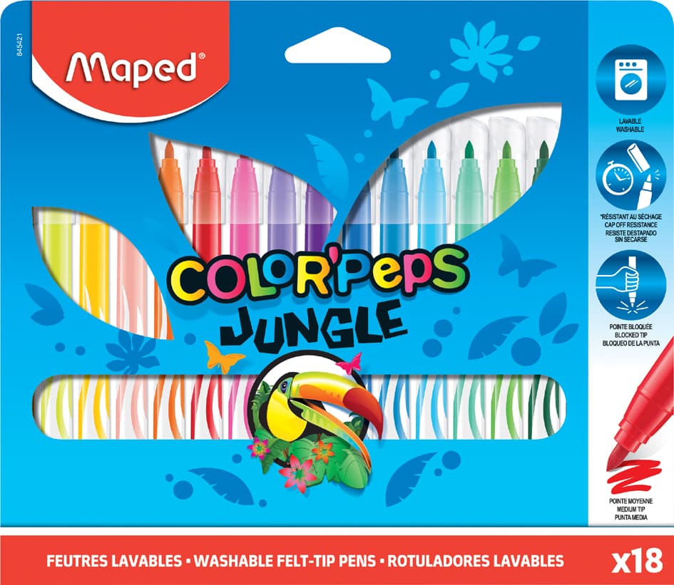 Maped Fasermaler Color, Peps Jungle, 18er Kartonetui
